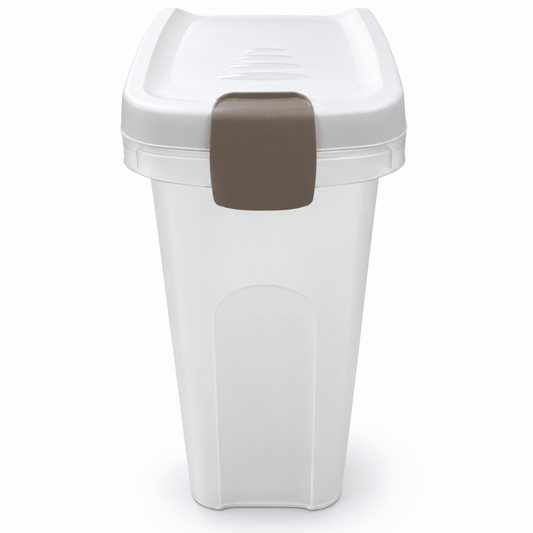 Stefanplast 40L Airtight Pet Food Storage Container with Wheels – Transparent & White - Al Thahani Furniture