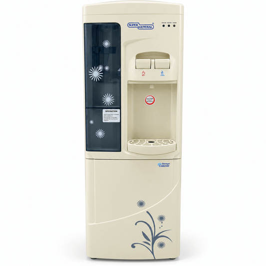 Super General SGL1171 Hot & Cold Water Dispenser with Storage Cabinet – Cream White – 31.2 × 32.5 × 96 cm - Al Thahani Furniture