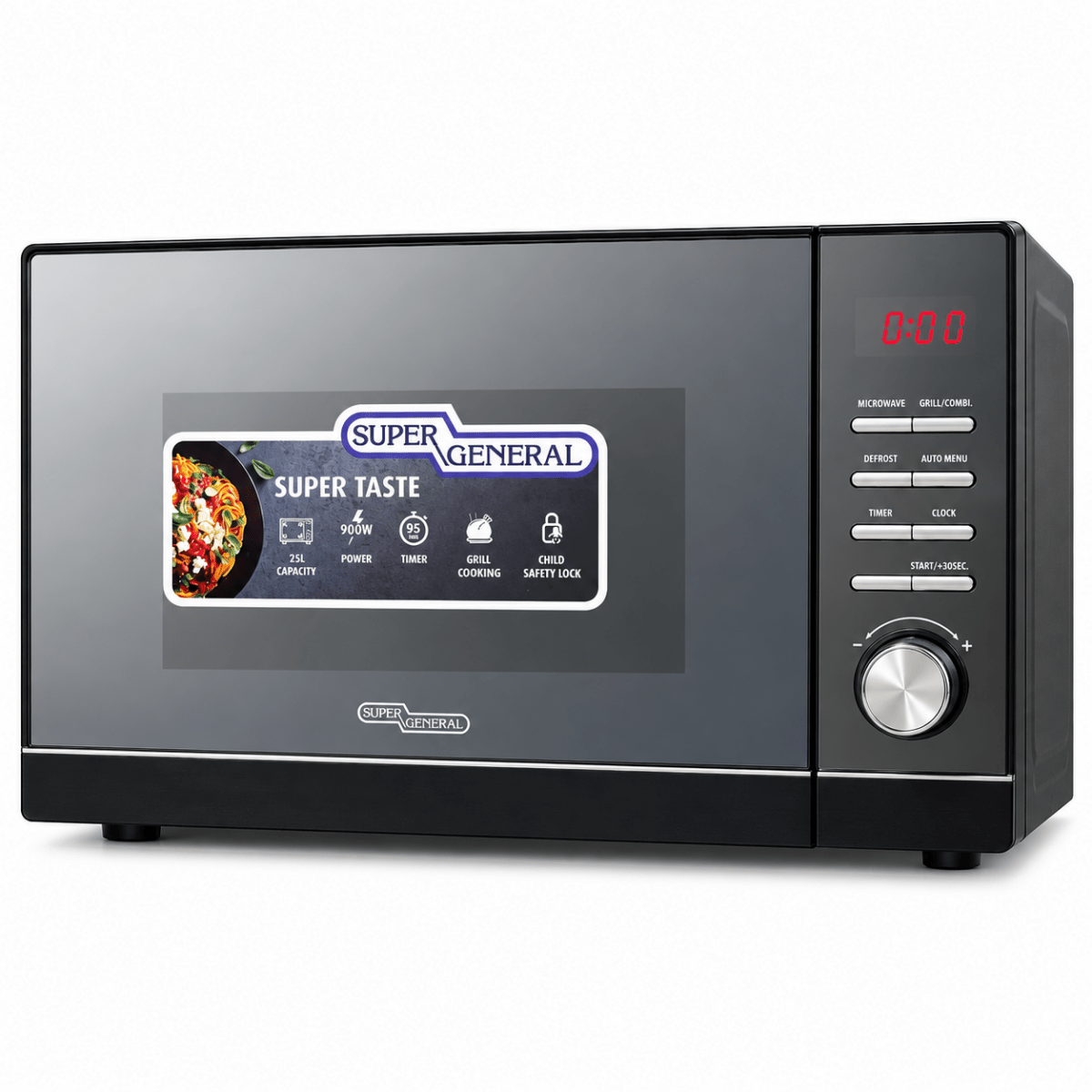 Super General SGMM926NHM 25L Microwave Oven with Grill – 900W – Black - Al Thahani Furniture
