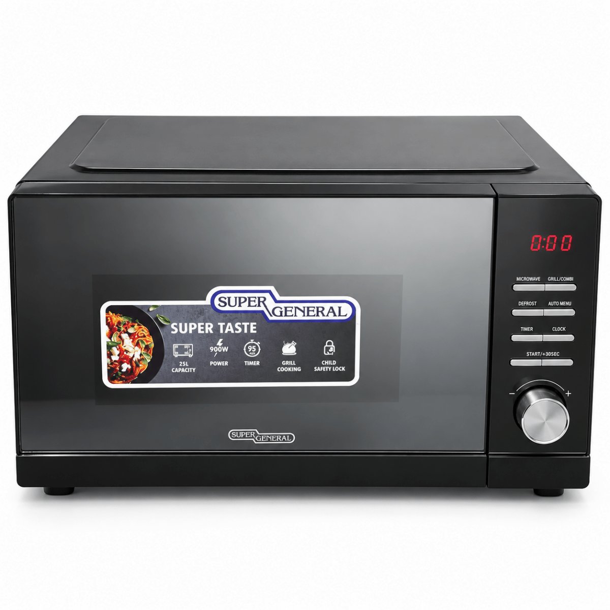 Super General SGMM926NHM 25L Microwave Oven with Grill – 900W – Black - Al Thahani Furniture