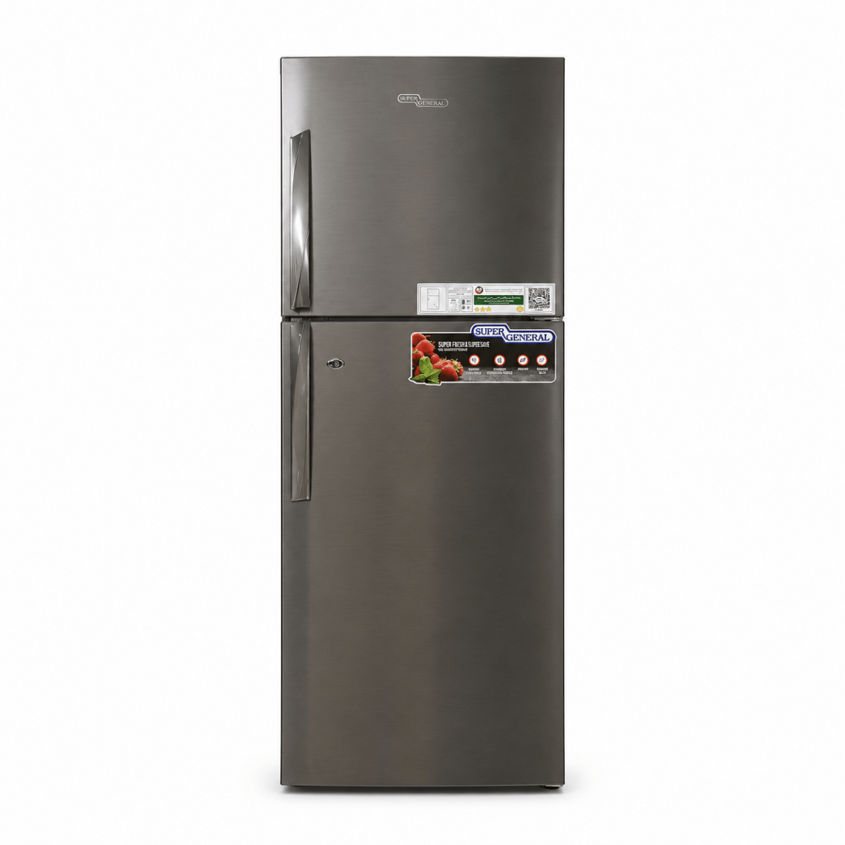 Super General SGR360I Top Mount Refrigerator | 360L Gross, No-Frost, Inox Silver - used 8 months - Al Thahani Furniture