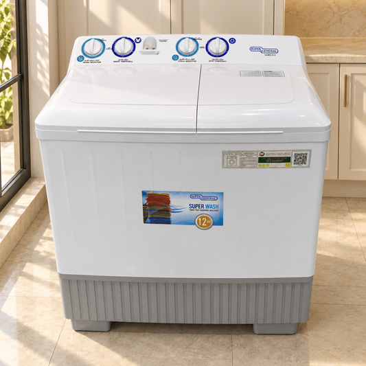 Super General SGW1212 12kg Twin-Tub Semi-Automatic Washing Machine – White - Al Thahani Furniture