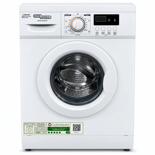 Super General SGW6100NLED 6kg Front Load Washing Machine – White - Al Thahani Furniture