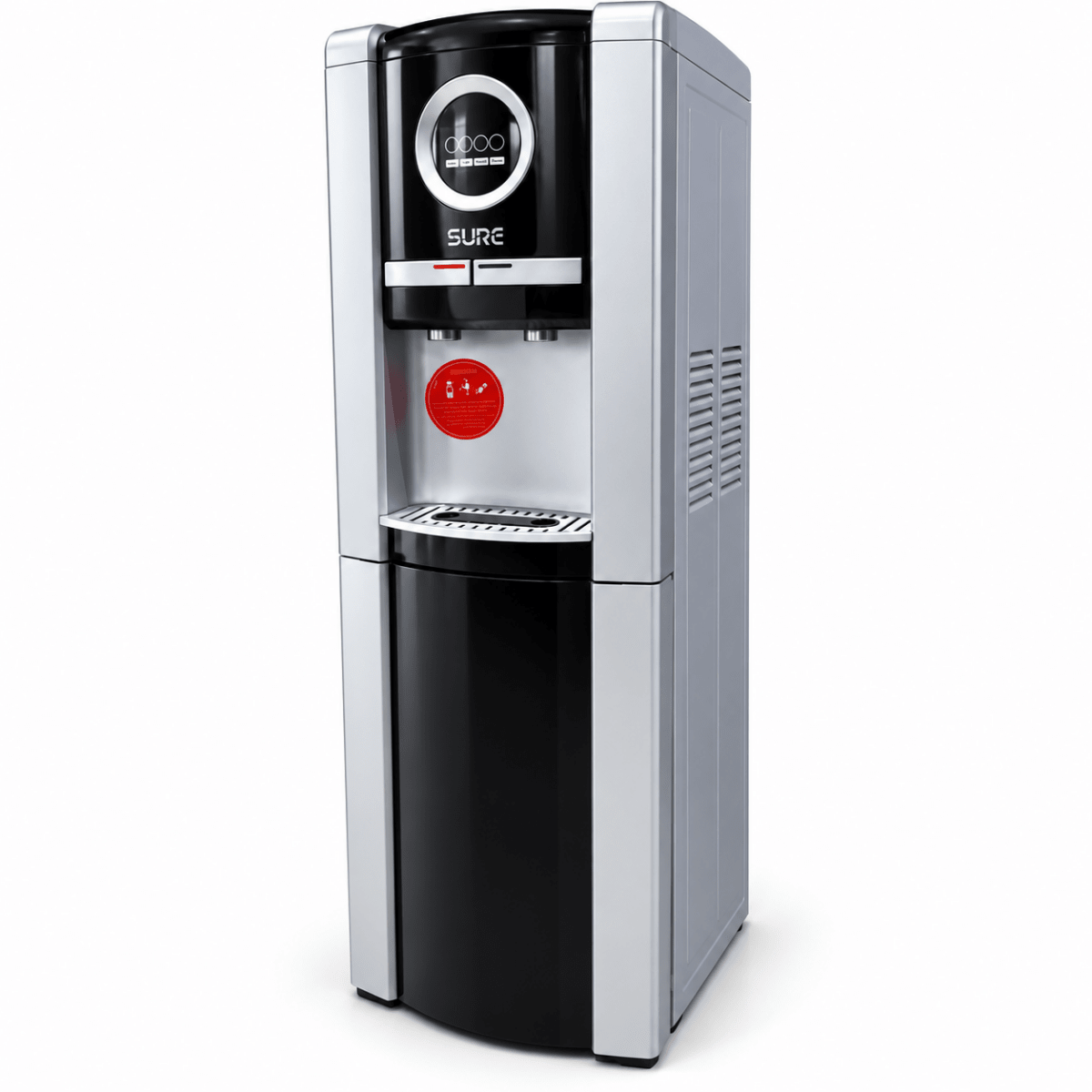 SURE G10 Freestanding Hot & Cold Water Dispenser with Refrigerator & Freezer – Silver & Black - Al Thahani Furniture