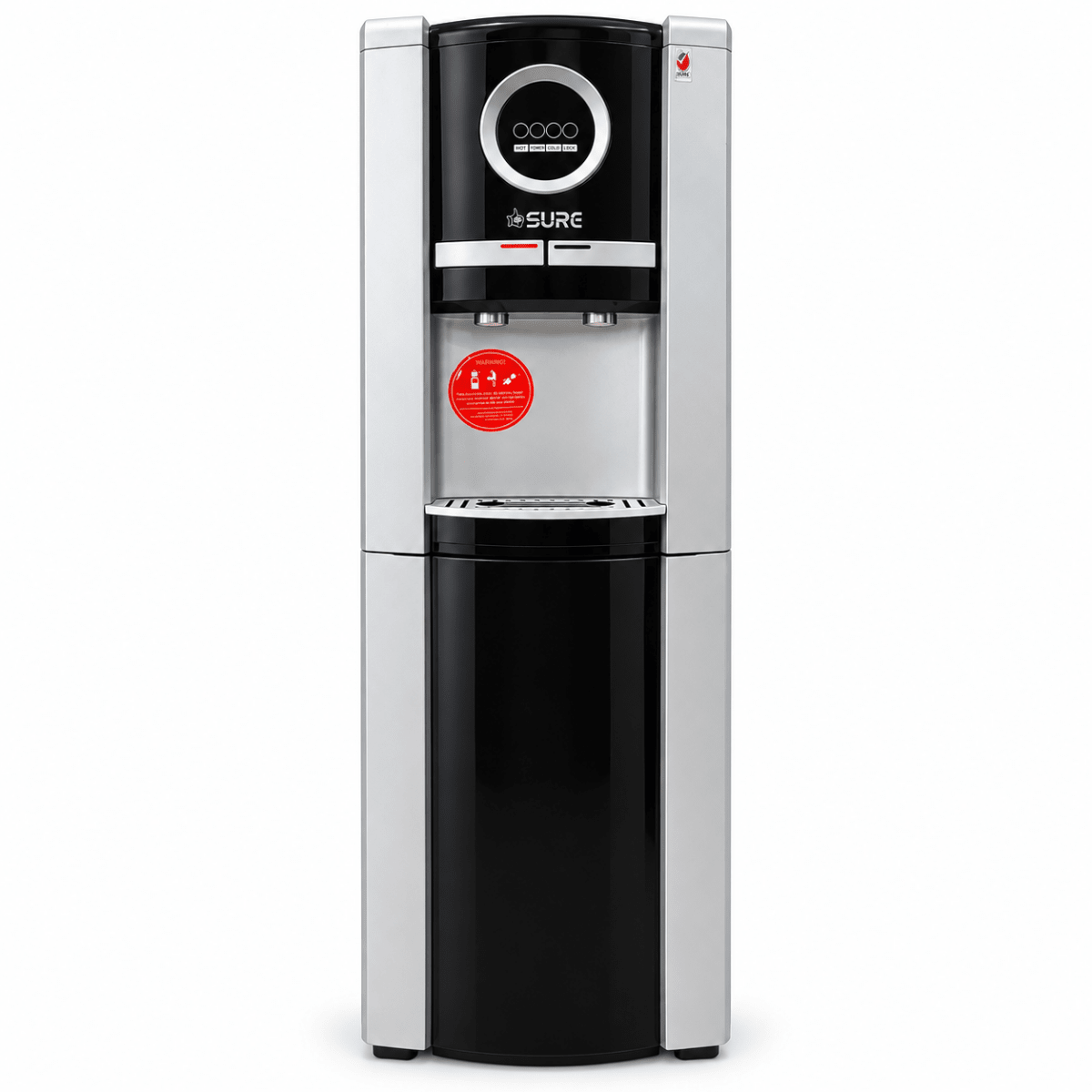SURE G10 Freestanding Hot & Cold Water Dispenser with Refrigerator & Freezer – Silver & Black - Al Thahani Furniture