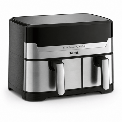 Tefal Dual Easy Fry &amp; Grill EY905D40 8.3L Dual Air Fryer – Stainless Steel - Al Thahani Furniture