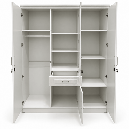 Thahani 3-Door Wardrobe with Full-Length Mirror & Storage – White – 155 × 55 × 200 cm - Al Thahani Furniture