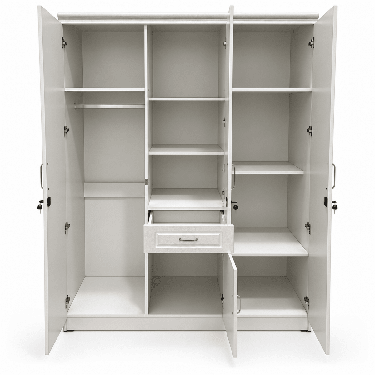 Thahani 3-Door Wardrobe with Full-Length Mirror & Storage – White – 155 × 55 × 200 cm - Al Thahani Furniture