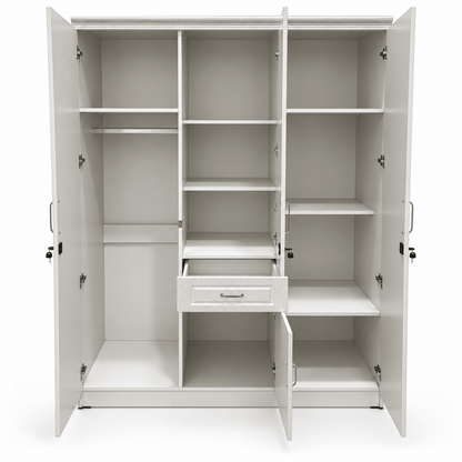Thahani 3-Door Wardrobe with Full-Length Mirror & Storage – White – 155 × 55 × 200 cm - Al Thahani Furniture