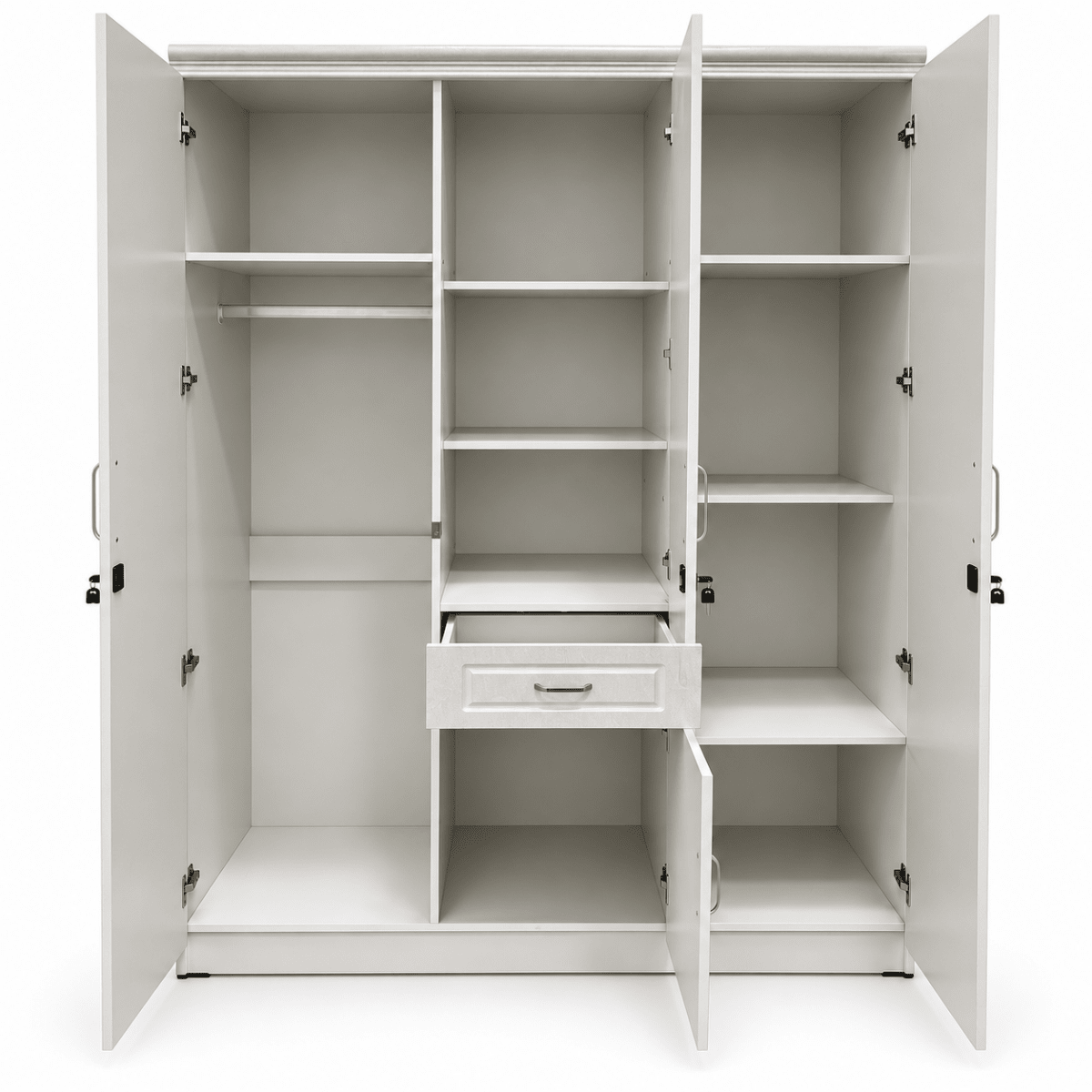 Thahani 3-Door Wardrobe with Full-Length Mirror & Storage – White – 155 × 55 × 200 cm - Al Thahani Furniture