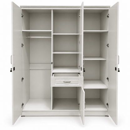 Thahani 3-Door Wardrobe with Full-Length Mirror & Storage – White – 155 × 55 × 200 cm - Al Thahani Furniture