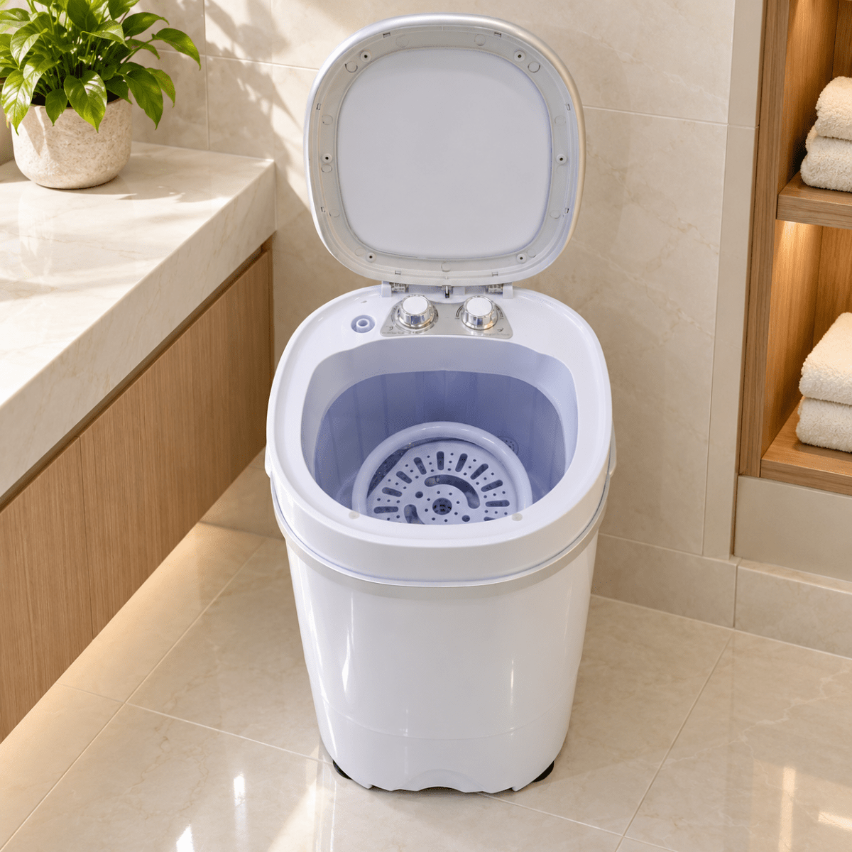 Tiktun XPB46-1218A 4.6kg Portable Mini Washing Machine with 2kg Spin Basket – White - Al Thahani Furniture