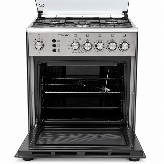 Tornado 4-Burner Freestanding Gas Cooker with Oven &amp; Grill – 60 × 60 cm - Al Thahani Furniture