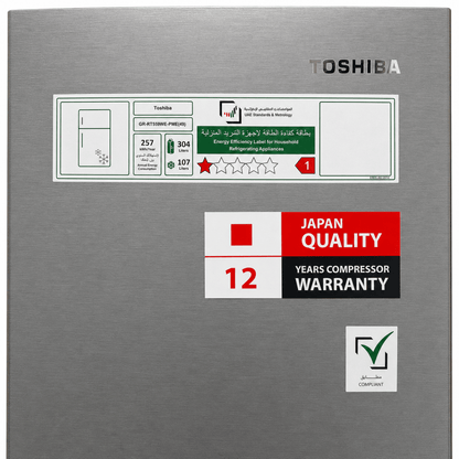 Toshiba 411L Inverter Top-Mount Refrigerator – Rikyu Grey - Al Thahani Furniture