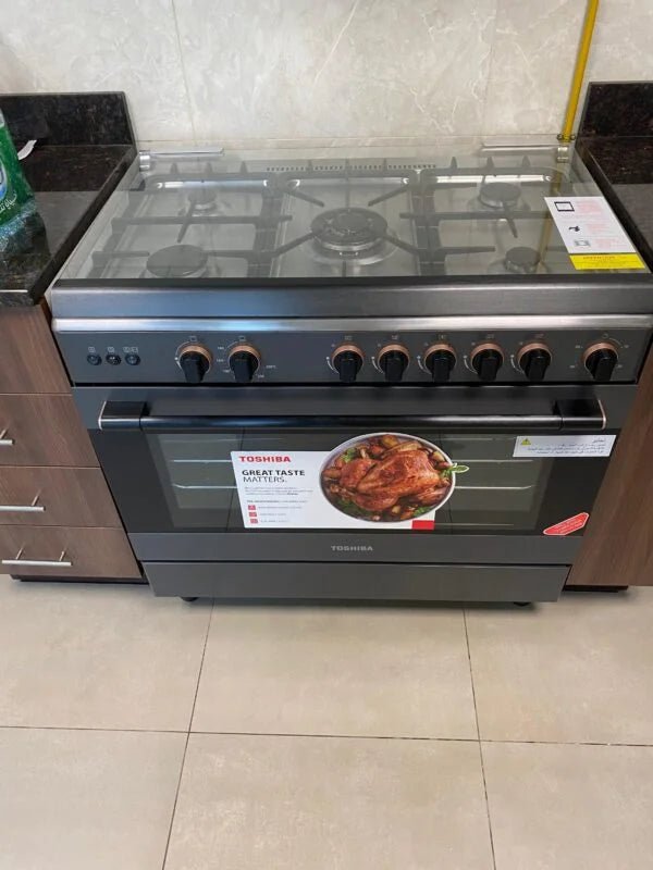 Toshiba 90cm Freestanding Gas Cooker | 5 Sabaf Burners | Large Fan Oven - althahanifurniture