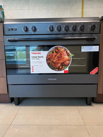Toshiba 90cm Freestanding Gas Cooker | 5 Sabaf Burners | Large Fan Oven - althahanifurniture