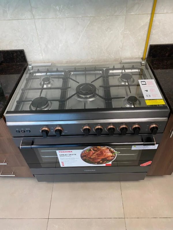 Toshiba 90cm Freestanding Gas Cooker | 5 Sabaf Burners | Large Fan Oven - althahanifurniture