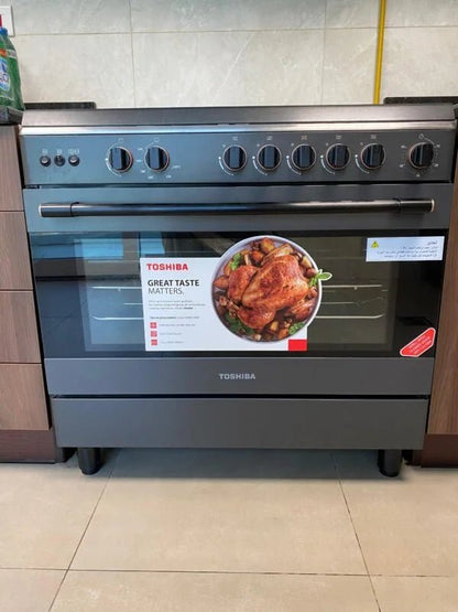 Toshiba 90cm Freestanding Gas Cooker | 5 Sabaf Burners | Large Fan Oven - althahanifurniture