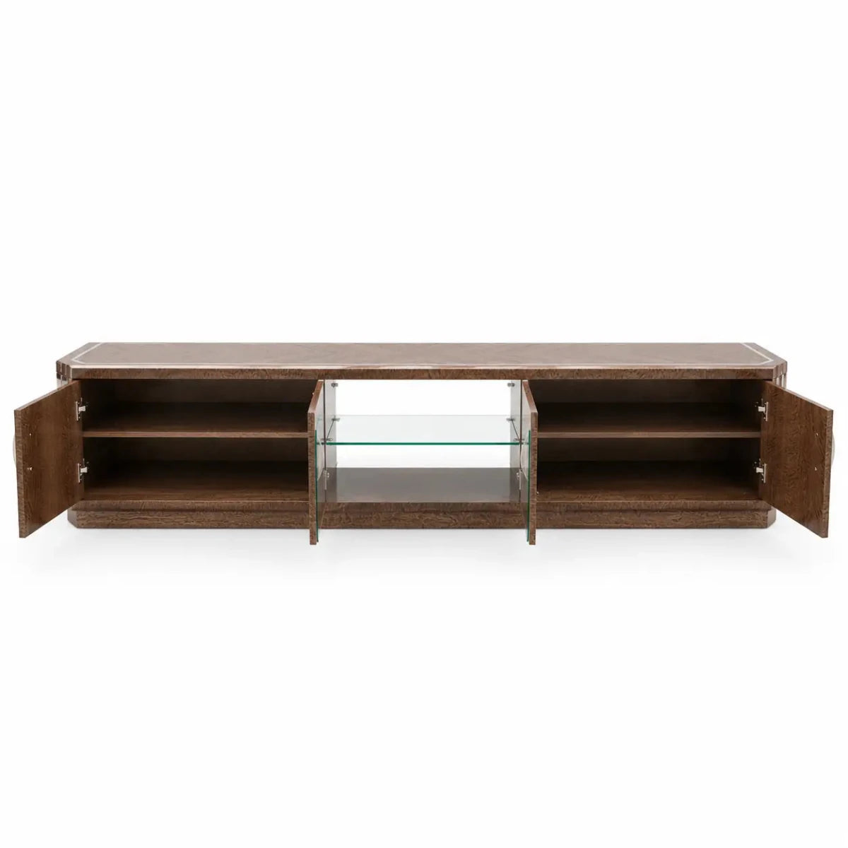 Traditional Burl Wood TV Stand/Media Console - used 8 months - Al Thahani Furniture