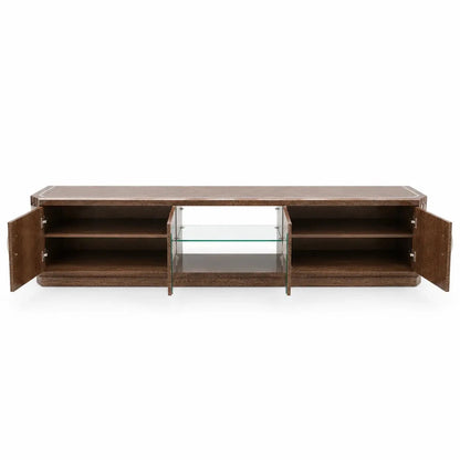 Traditional Burl Wood TV Stand/Media Console - used 8 months - Al Thahani Furniture