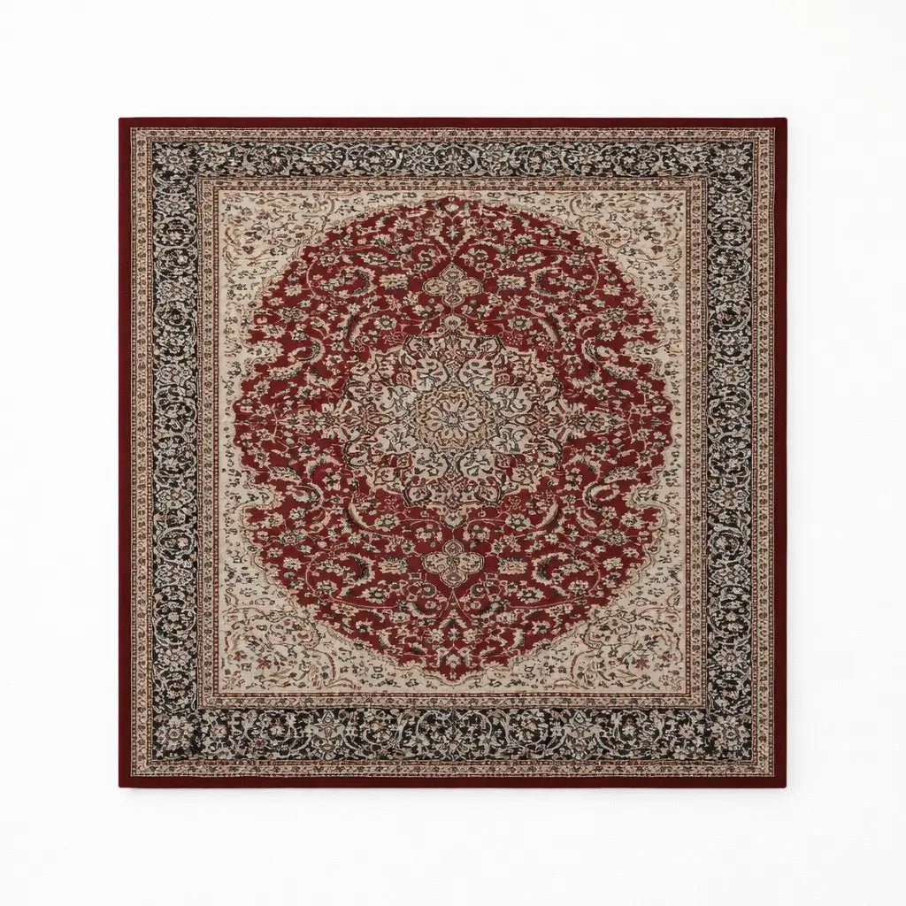 Traditional Floral Medallion Area Rug – Red & Cream, 160x235 cm - althahanifurniture