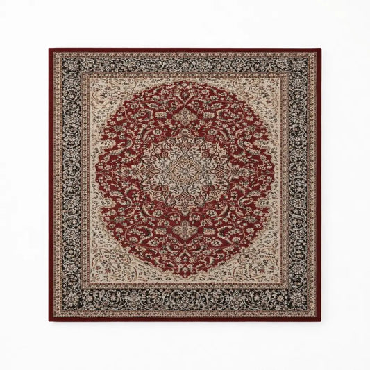 Traditional Floral Medallion Area Rug – Red & Cream, 160x235 cm - althahanifurniture