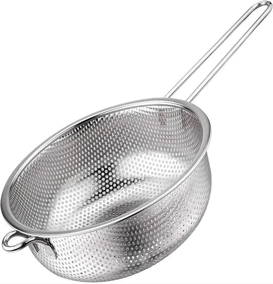 Trendful Premium Fine‑Mesh Stainless Steel Colander | Micro‑Perforated | Long Handle & Base - althahanifurniture