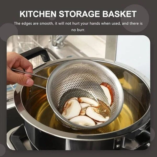 Trendful Premium Fine‑Mesh Stainless Steel Colander | Micro‑Perforated | Long Handle & Base - althahanifurniture