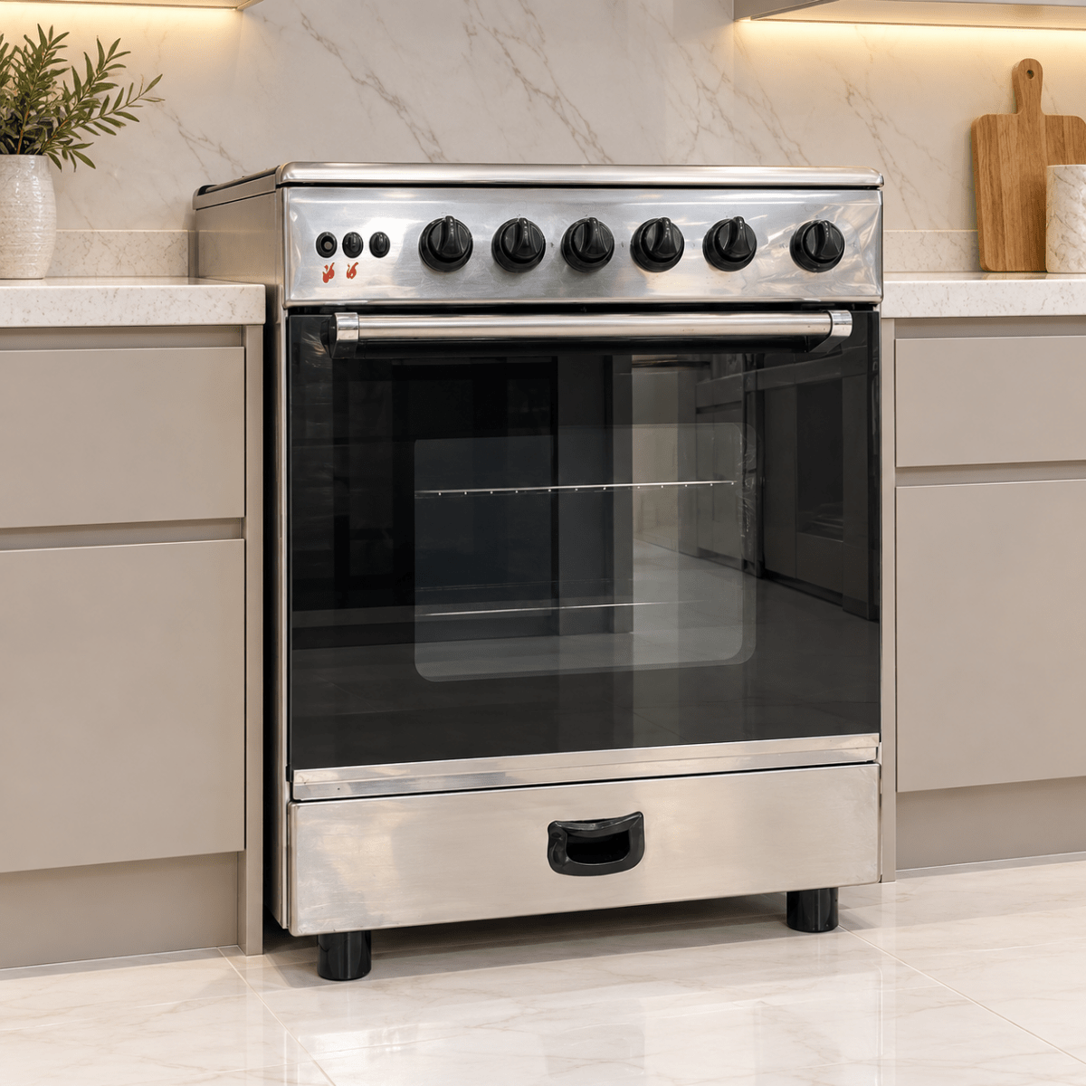 Unionaire C6060 60 × 60 cm 4-Burner Gas Cooker with Oven & Grill – Stainless Steel - Al Thahani Furniture