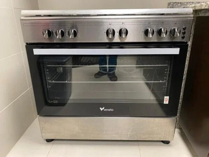Veneto 90×60cm Freestanding Gas Cooker | Closed - Door Grilling & Oven Fan - althahanifurniture