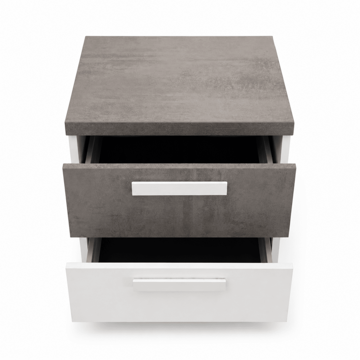 Ventura 180 × 200 cm King Bed with 2 Bedside Tables, 6-Drawer Dresser & Mirror – Grey &amp; White - Al Thahani Furniture