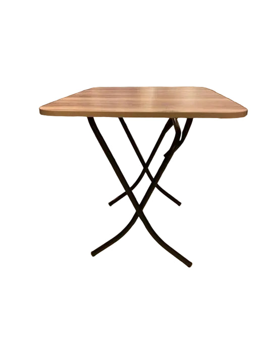 Versatile Folding Table – Light Wood Top & Black Metal Base - althahanifurniture