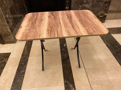 Versatile Folding Table – Light Wood Top & Black Metal Base - althahanifurniture