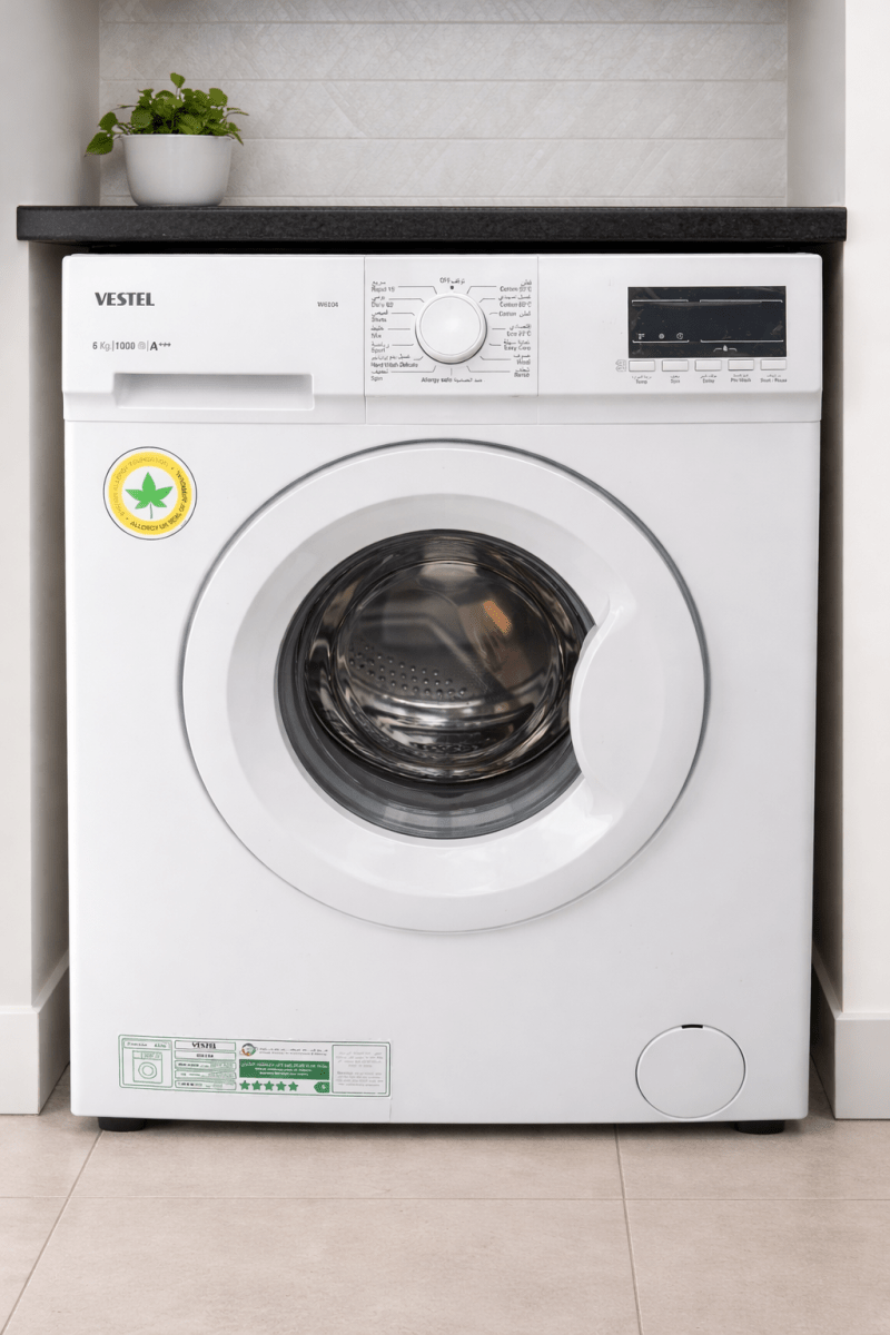 Vestel 6kg Front Load Washing Machine – 1000 RPM, 15 Programs, Energy Efficient, Child Lock - althahanifurniture