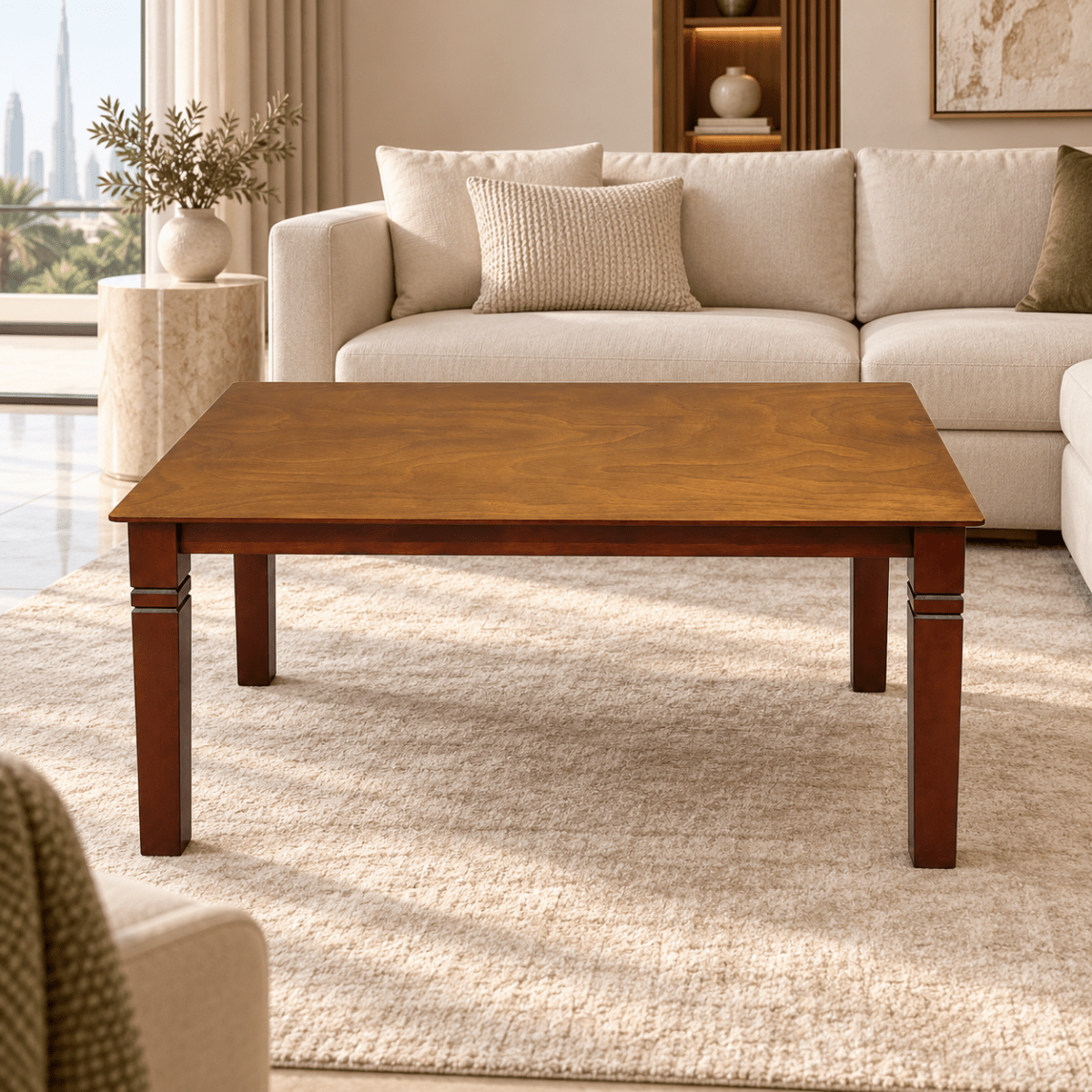 Walnut Finish 4-Seater Dining Table – 120 × 75 × 75 cm - Al Thahani Furniture