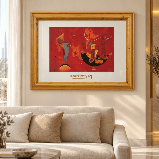 Wassily Kandinsky “Dull Red” Framed Abstract Art Print – Natural Wood Frame - Al Thahani Furniture