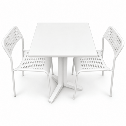 White 2-Seater Dining Table Set with 2 IKEA ADDE Chairs - Al Thahani Furniture