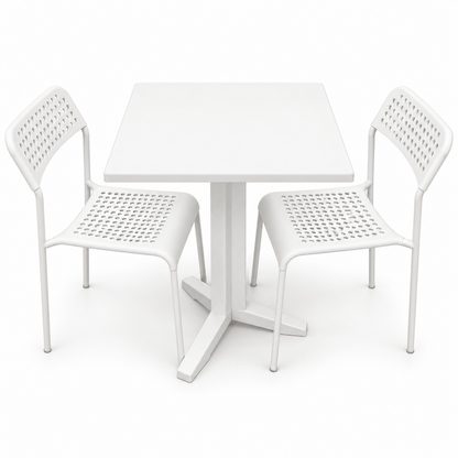 White 2-Seater Dining Table Set with 2 IKEA ADDE Chairs - Al Thahani Furniture