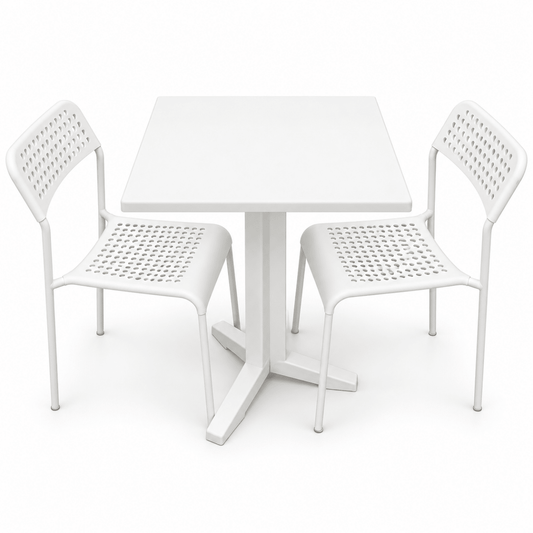 White 2-Seater Dining Table Set with 2 IKEA ADDE Chairs - Al Thahani Furniture