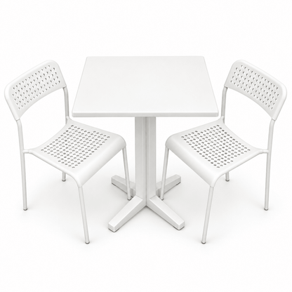 White 2-Seater Dining Table Set with 2 IKEA ADDE Chairs - Al Thahani Furniture