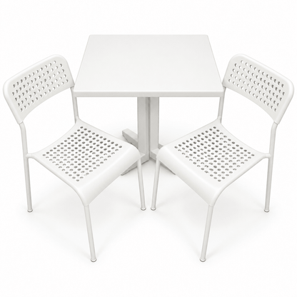 White 2-Seater Dining Table Set with 2 IKEA ADDE Chairs - Al Thahani Furniture