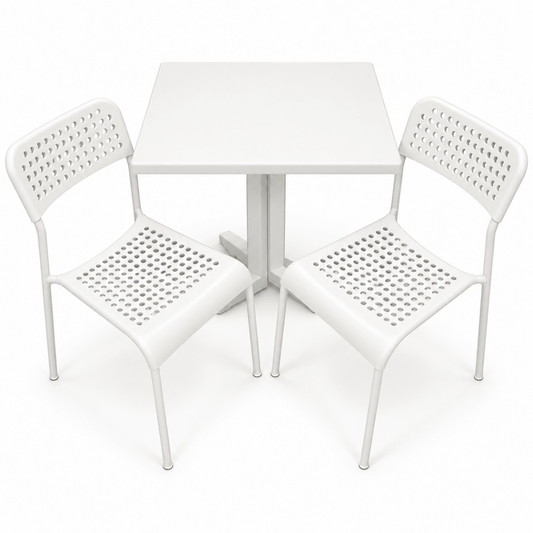White 2-Seater Dining Table Set with 2 IKEA ADDE Chairs - Al Thahani Furniture