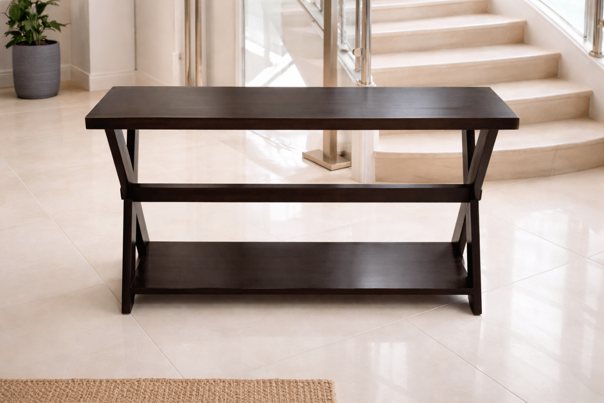 Winsome Xola Console Table – Cappuccino Finish – Classic X - Frame Design – Two - Tier Storage - althahanifurniture
