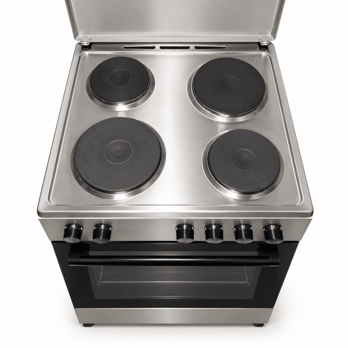 Wolf Power WGC6060HERMF 4-Hot-Plate Electric Cooker with Oven – 60 × 60 cm – Silver - Al Thahani Furniture