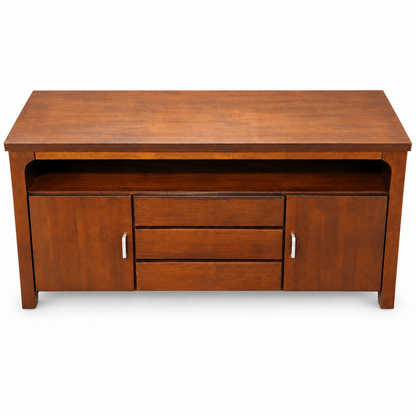 Wood Sideboard with 2 Doors, 3 Drawers & Open Shelf – 155 × 45 × 82 cm - Al Thahani Furniture