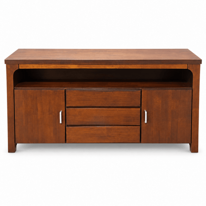 Wood Sideboard with 2 Doors, 3 Drawers & Open Shelf – 155 × 45 × 82 cm - Al Thahani Furniture