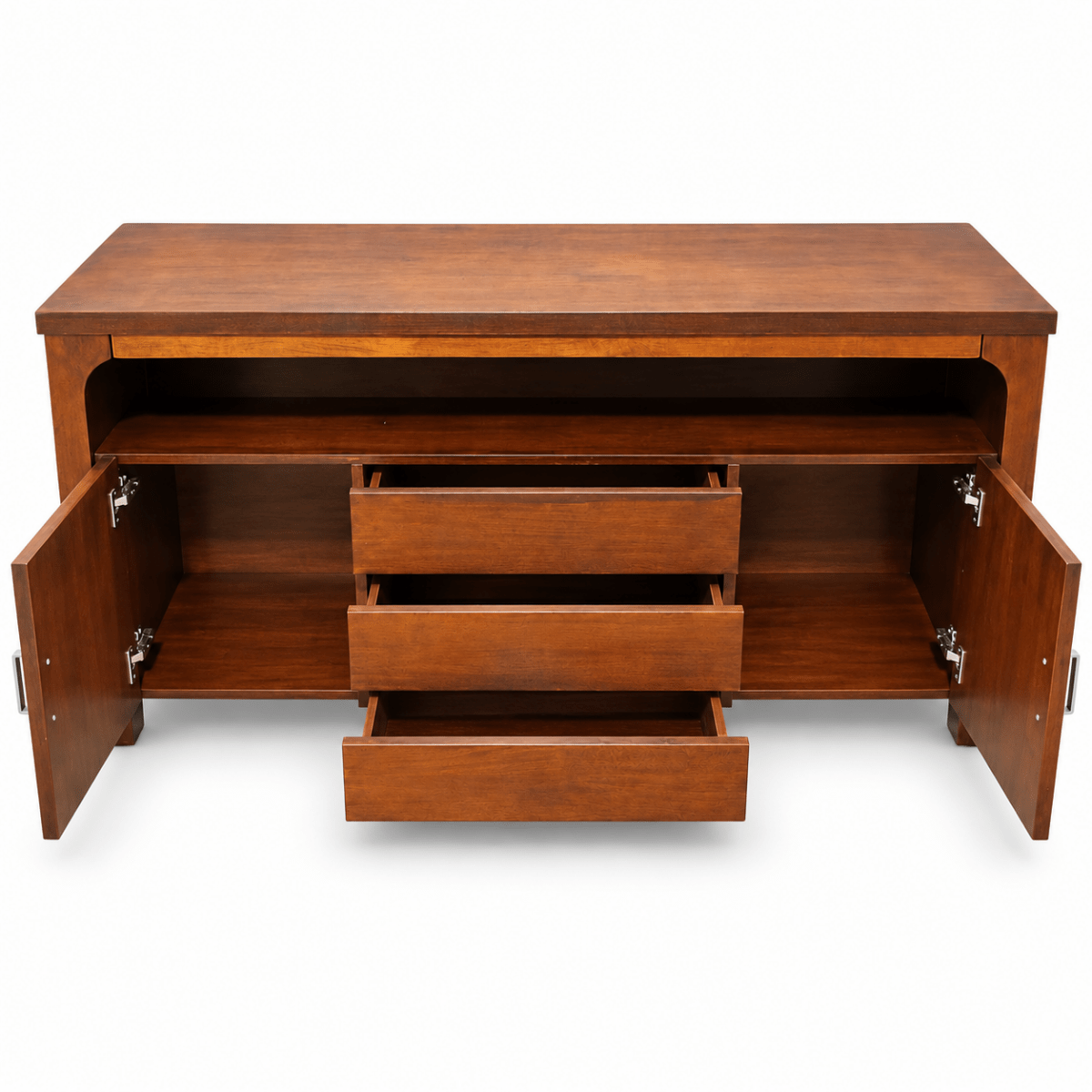 Wood Sideboard with 2 Doors, 3 Drawers & Open Shelf – 155 × 45 × 82 cm - Al Thahani Furniture