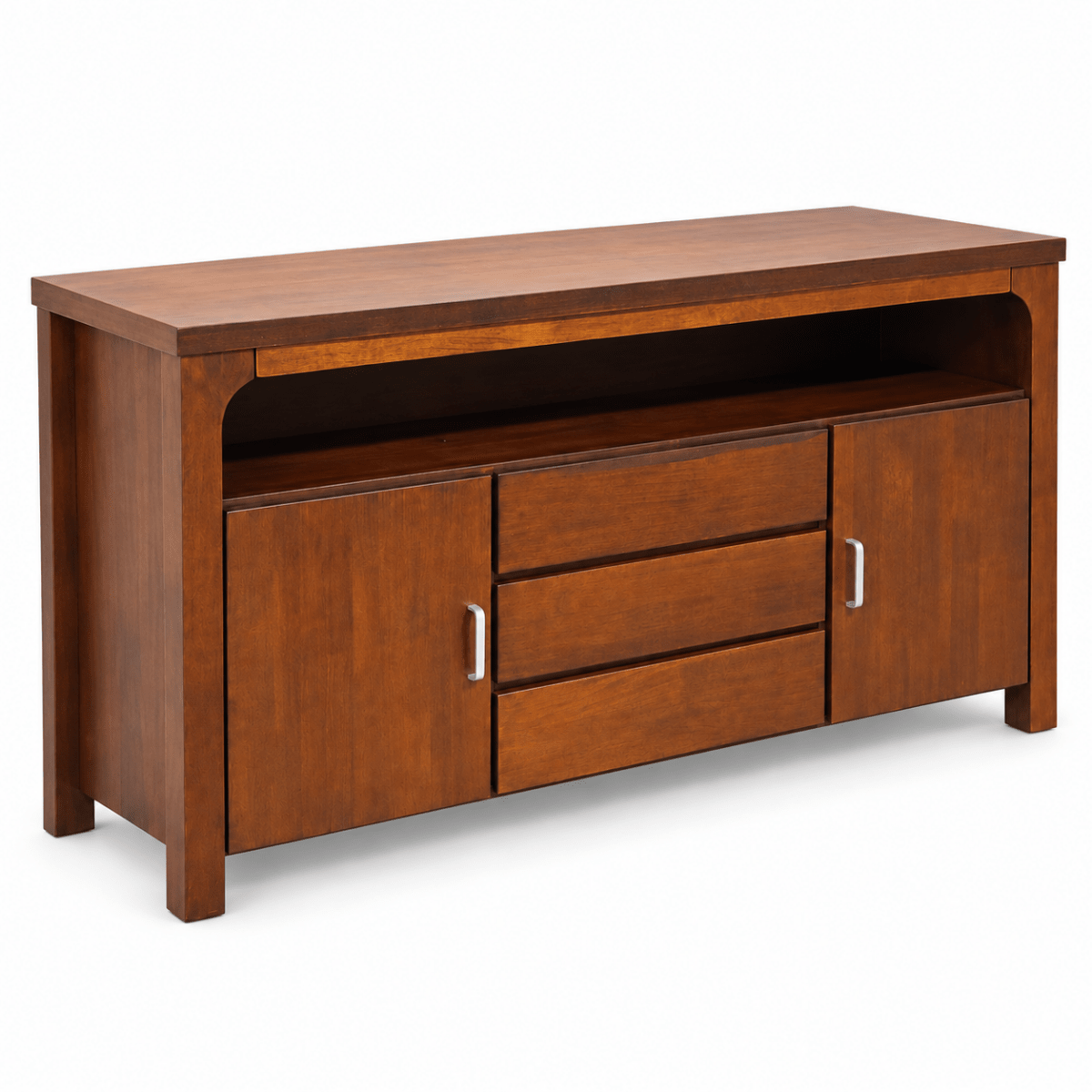 Wood Sideboard with 2 Doors, 3 Drawers & Open Shelf – 155 × 45 × 82 cm - Al Thahani Furniture