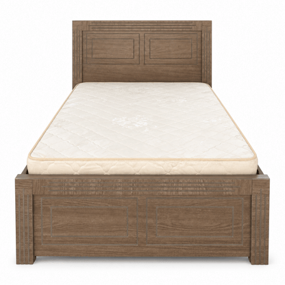 Woodhaven Panel Single Bed with Mattress – 120 × 190 cm – Walnut Brown - Al Thahani Furniture