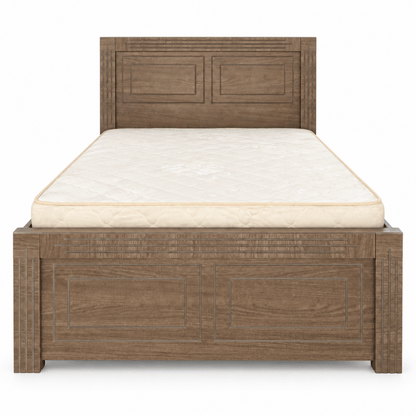 Woodhaven Panel Single Bed with Mattress – 120 × 190 cm – Walnut Brown - Al Thahani Furniture